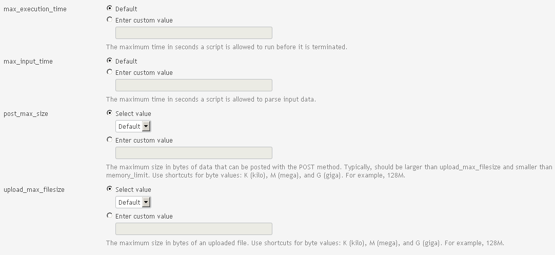 php settings 2