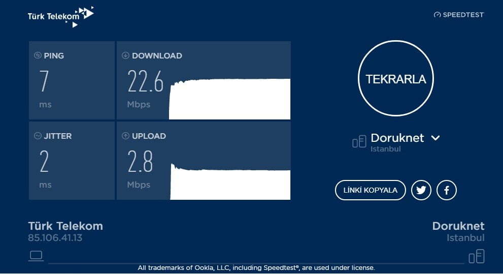 Türk Telekom ile İnternet Hız Testi