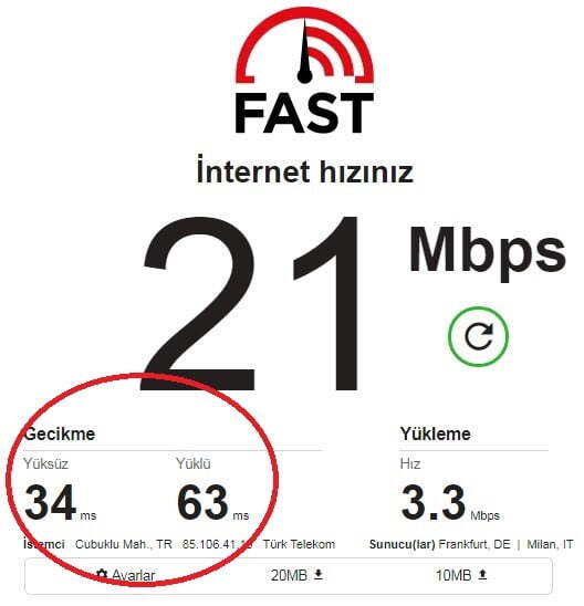 FAST ile İnternet Hız Testi