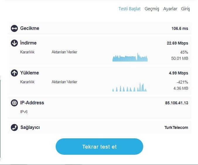 SPEEDCHECK ile İnternet Hız Testi