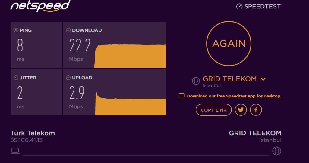 Netspeed ile İnternet Hız Testi