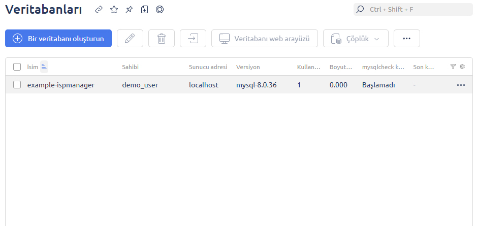 Veri Tabanları Yönetim Ekranı