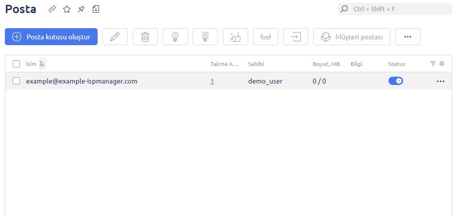 E-posta Yönetimi Ekranı